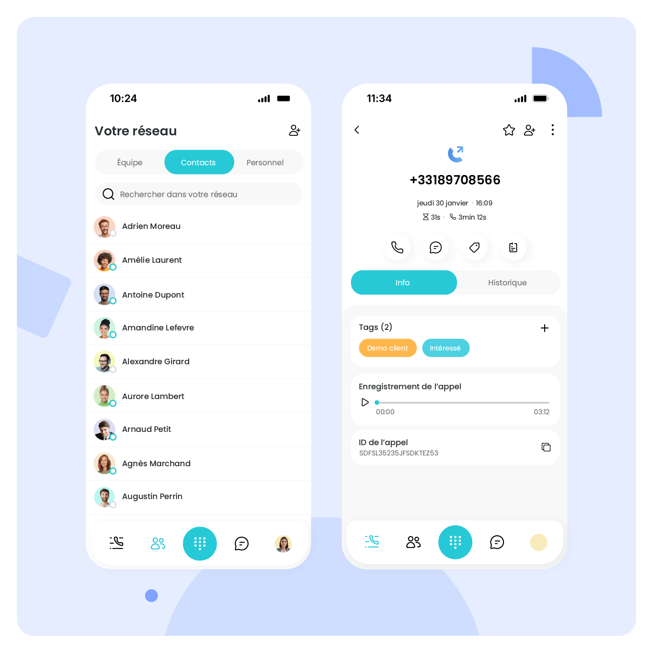 Votre journal d’appels et vos contacts synchronisés