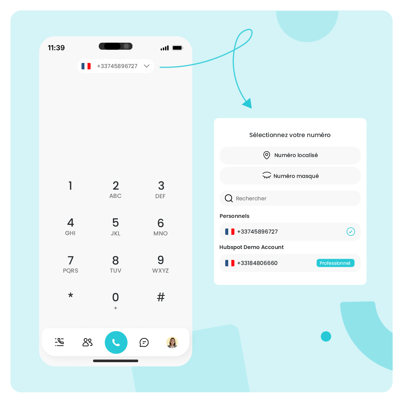 Choisissez votre numéro sortant en un clic