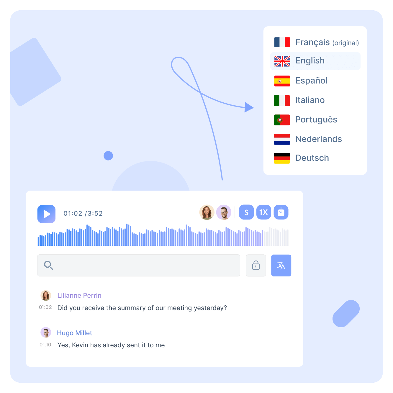 Traduisez vos transcriptions en un clic