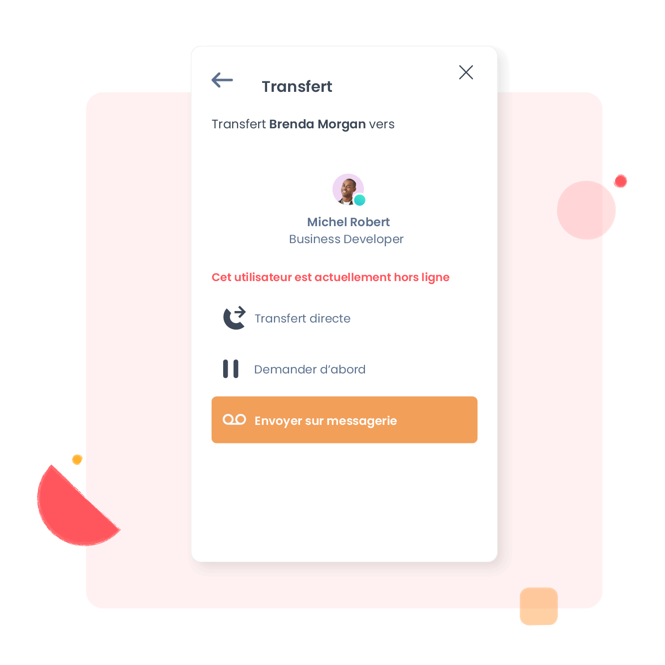 Transférez l’appel directement vers un répondeur