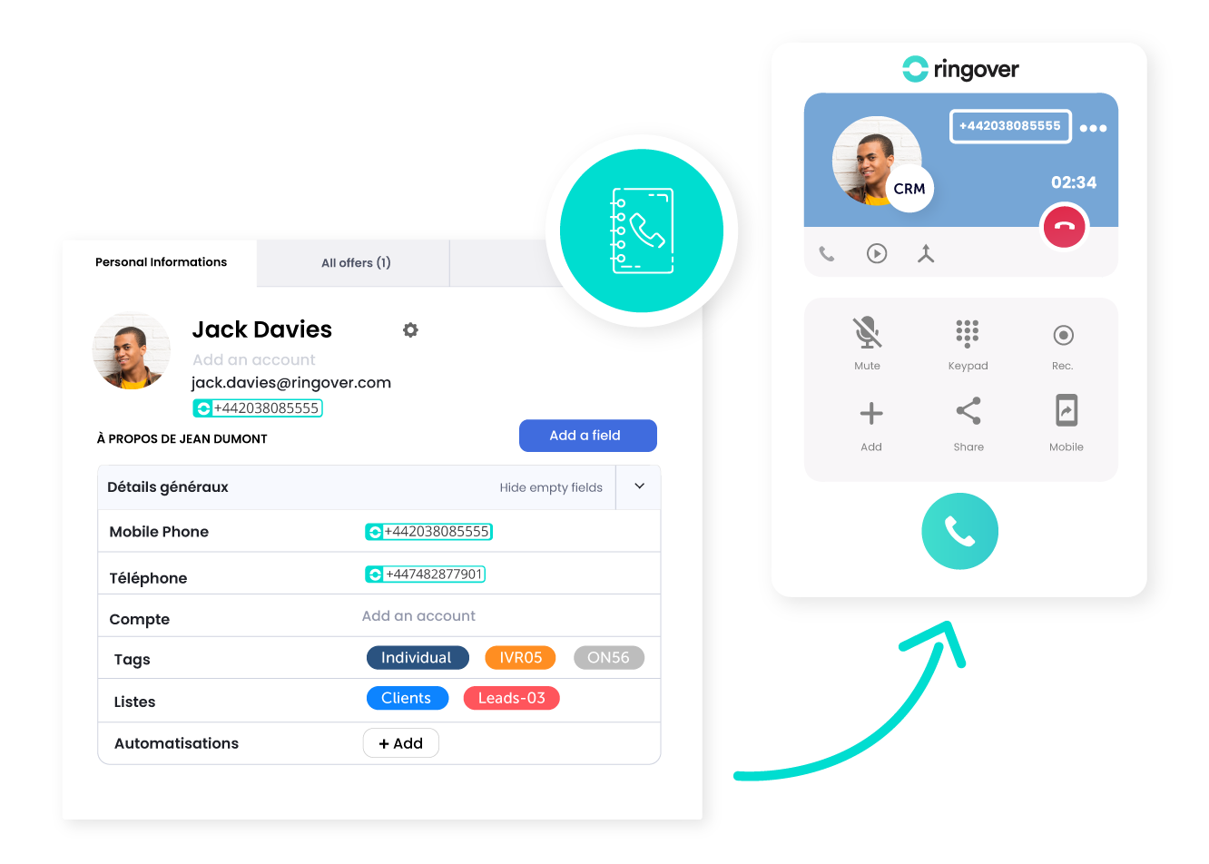 Find all the contacts of your CRM in Ringover