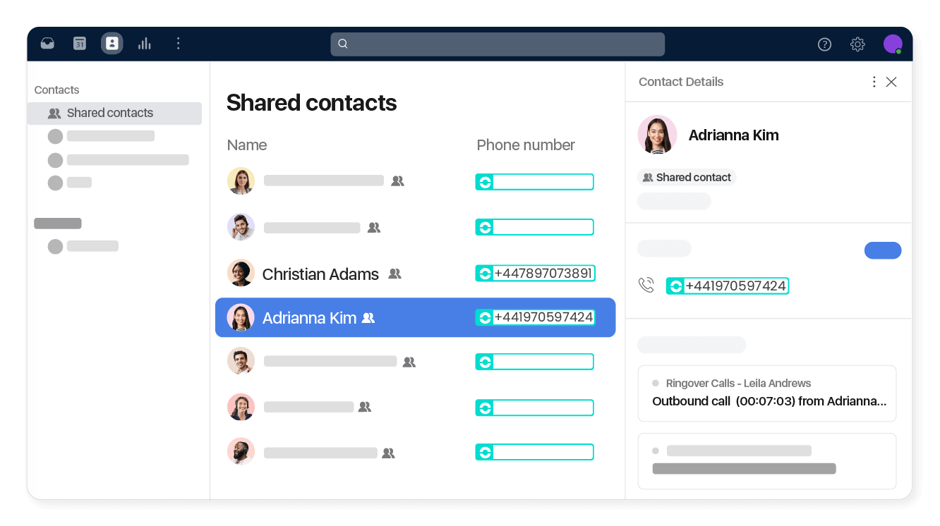 Real-time contact data updates