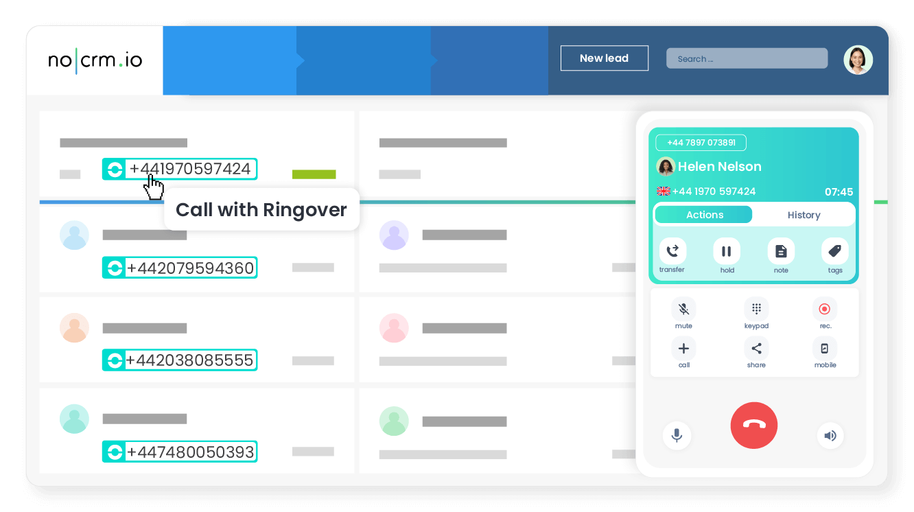 Call in 1 click from noCRM.io