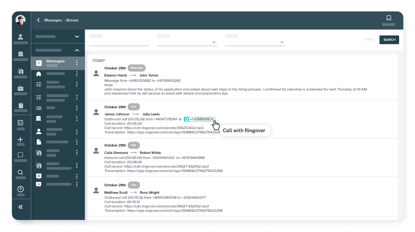 One-click calling from TempWorks