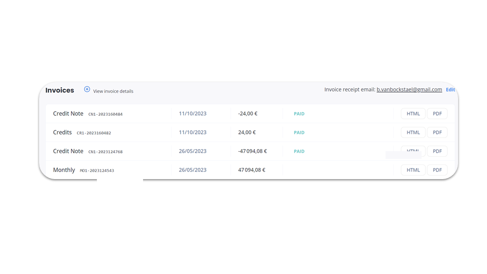 Download and filter your invoices