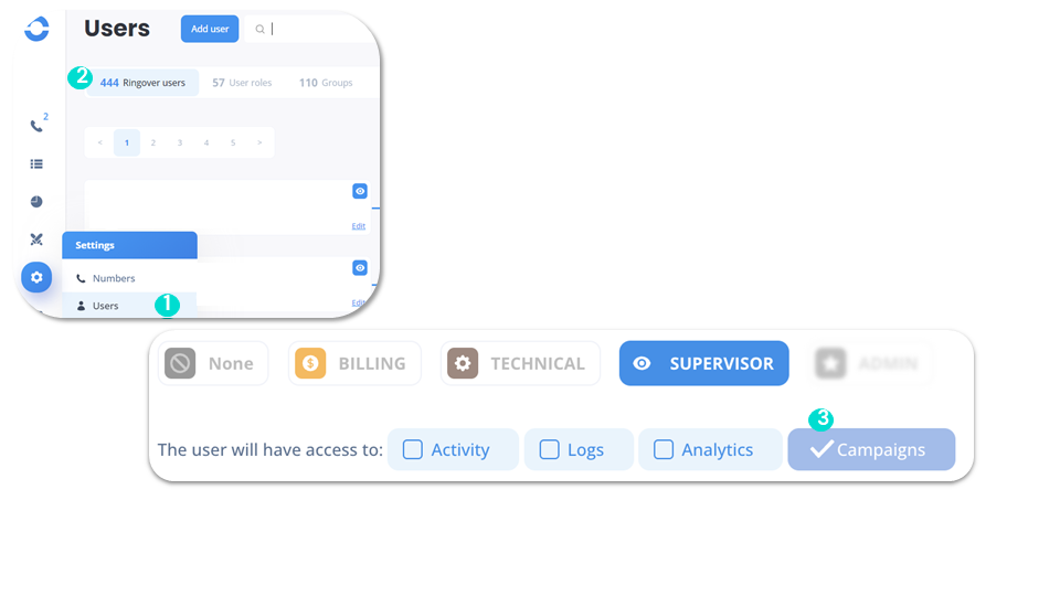 Set access to “SMS Campaigns” functionality (1)