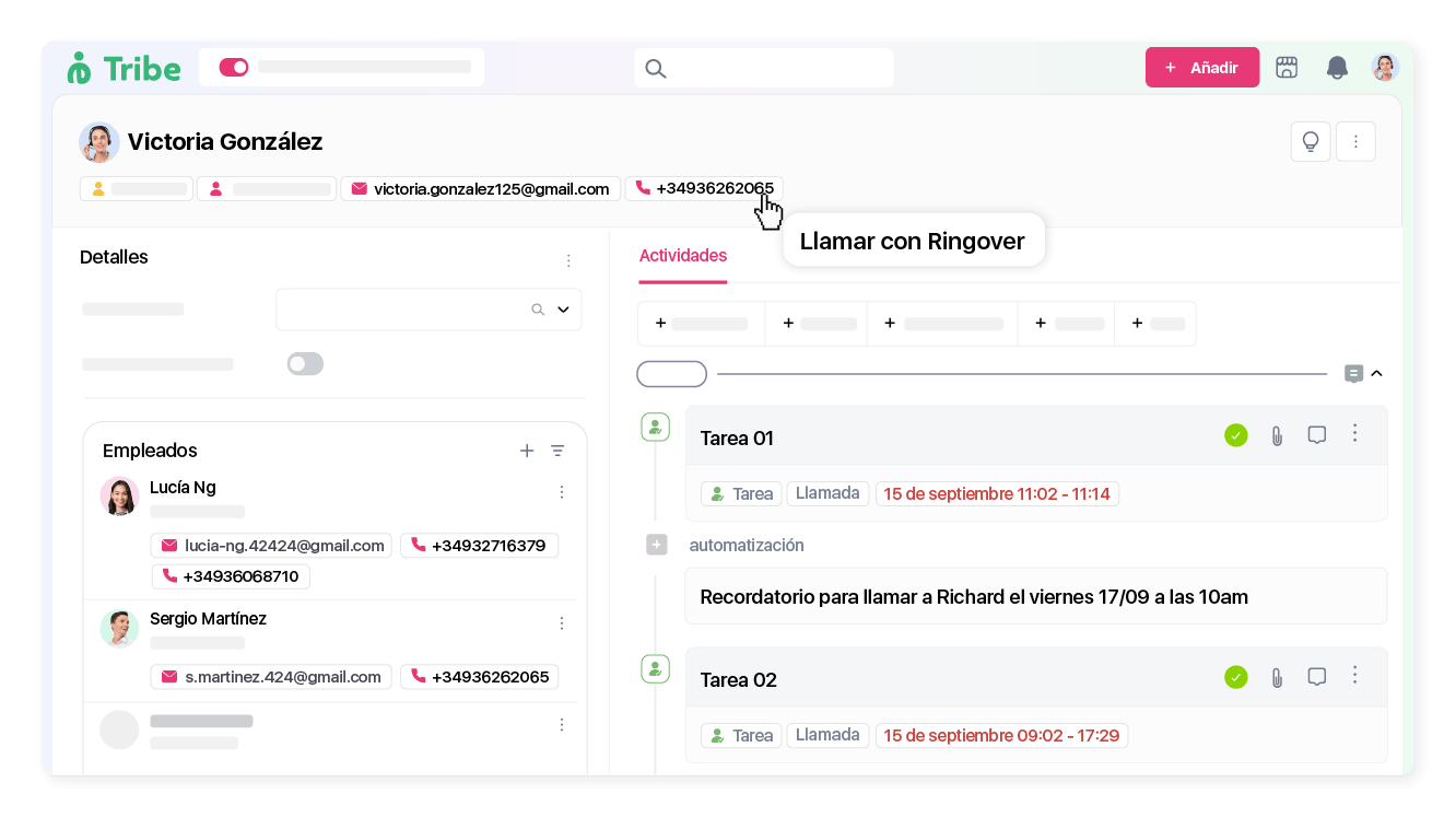 Llama con un clic desde Tribe CRM