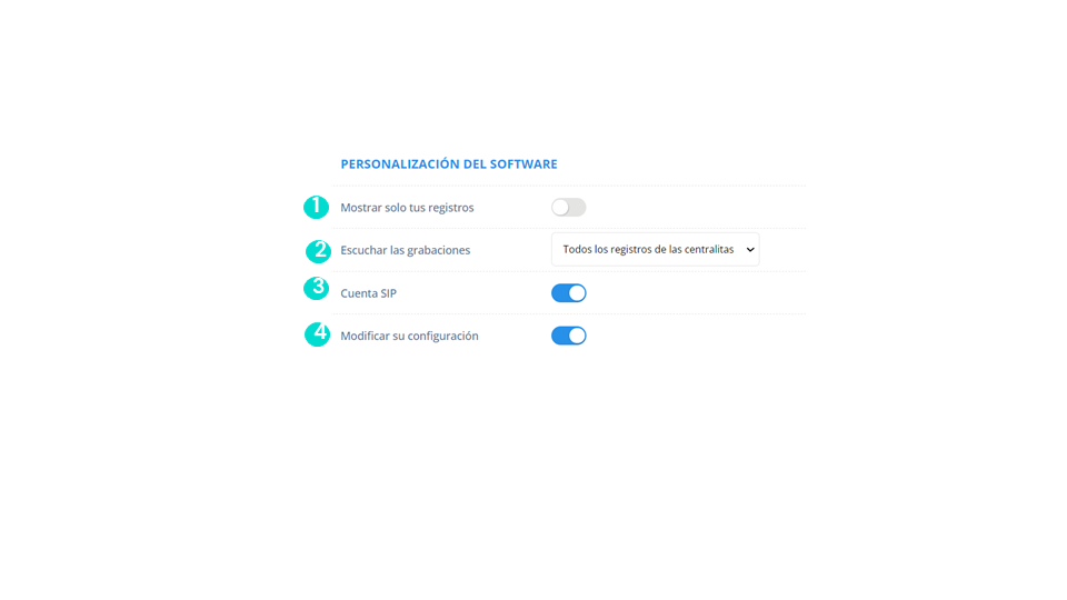 Gestionar los permisosPersonalización del software - 1/4