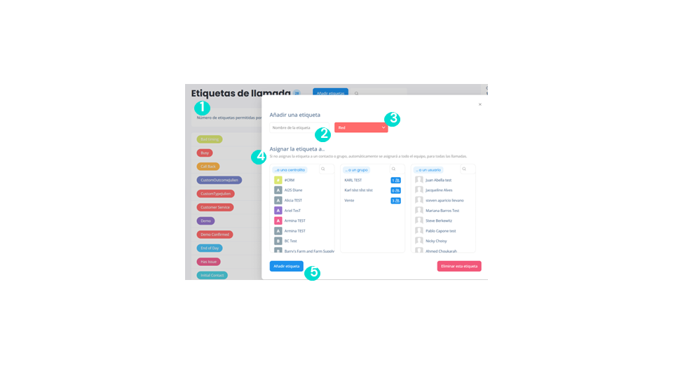 Crear y modificar etiquetas
