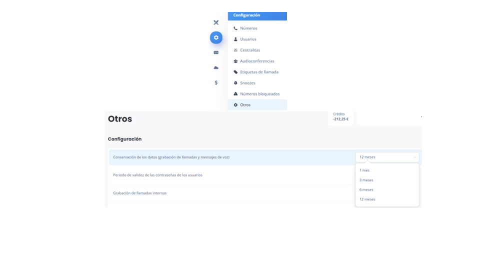 Configurar el periodo de almacenamiento de los datos