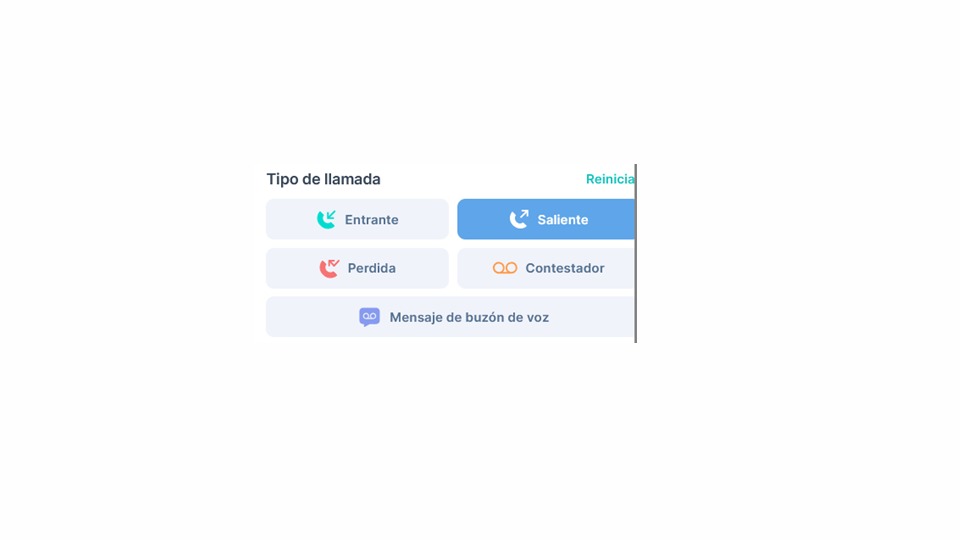 Tipos de llamadas - Llamadas salientes