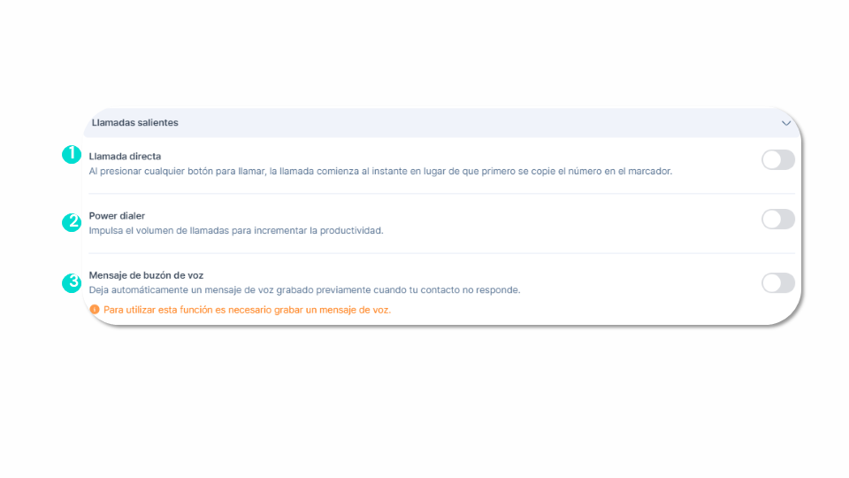 Llamadas salientes