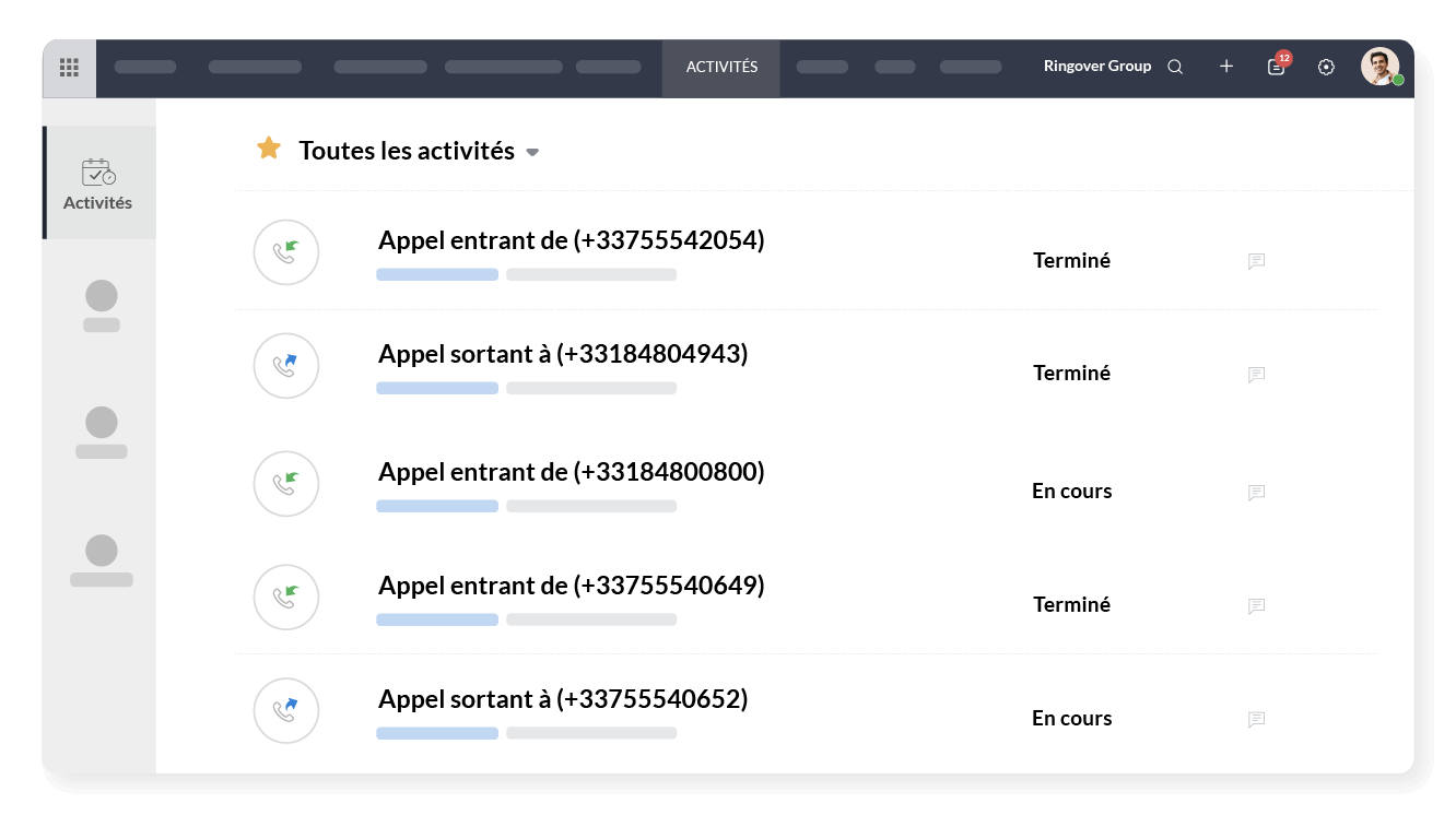 Suivez toutes vos actions téléphoniques contact par contact