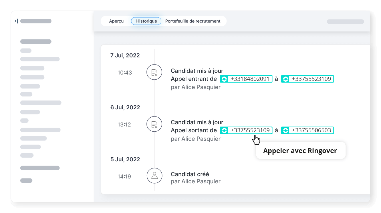 Appelez en 1 clic depuis Zoho Recruit