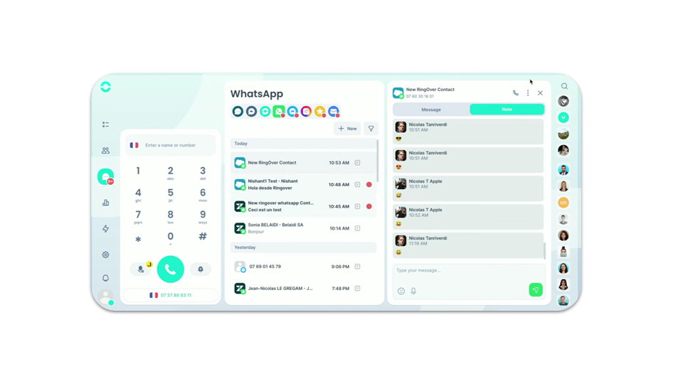 Note interne pour la communication omnicanale (excepté le mail)