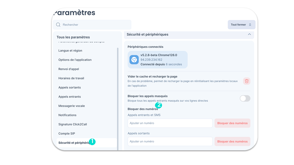 Ajouter un numéro à la blacklist - Webapp