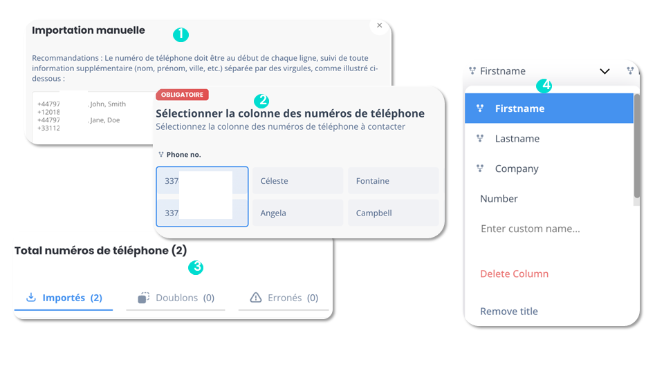 Ajouter les numéros