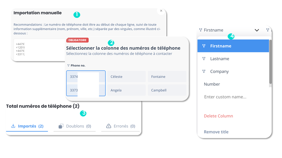 Ajouter les numéros