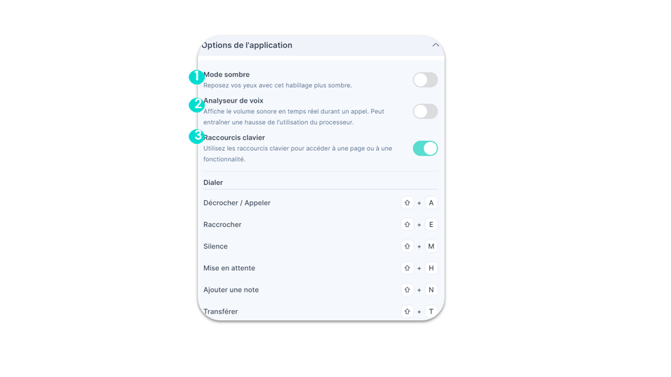 Options de l’application