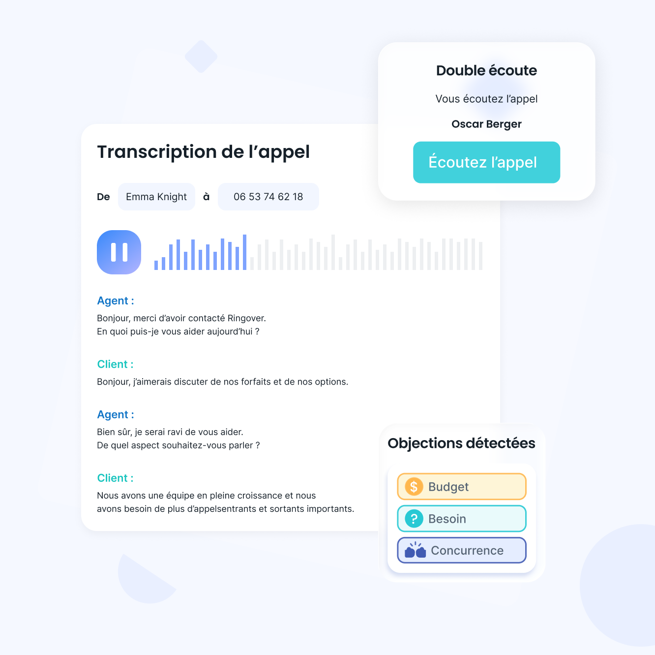 Coachez vos équipes en temps réel. Convertissez chaque appel.