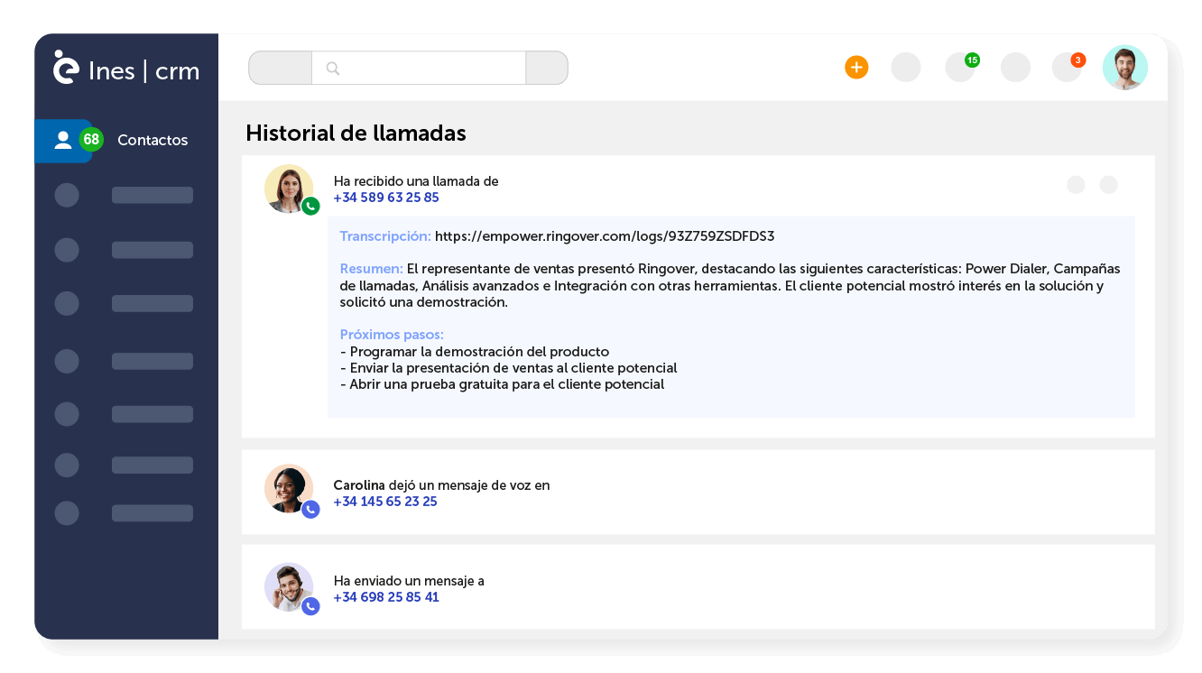 Extrae información de cada conversación