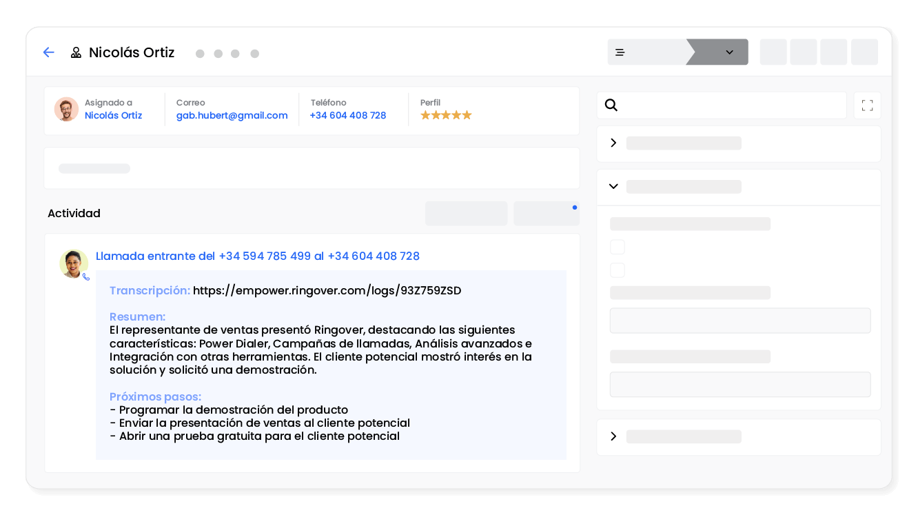 Extrae información de cada conversación