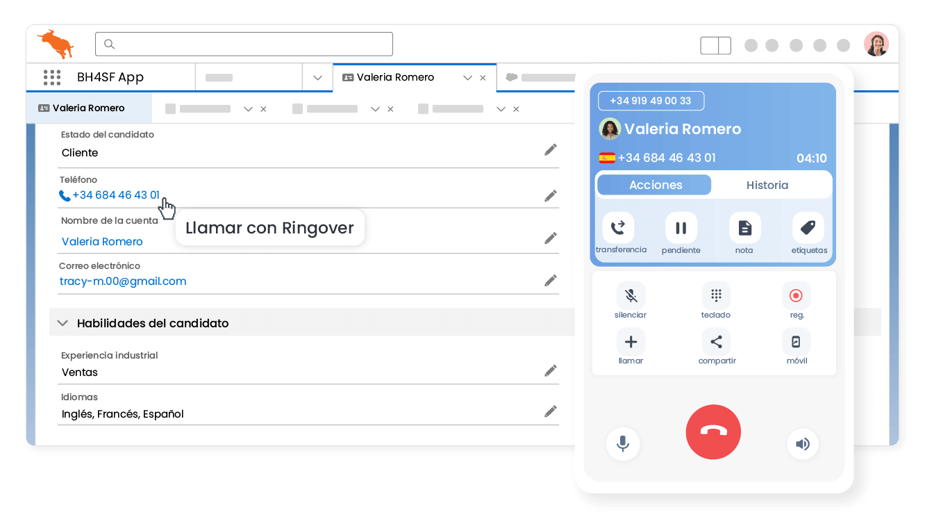“Click-to-call” de Bullhorn para Salesforce