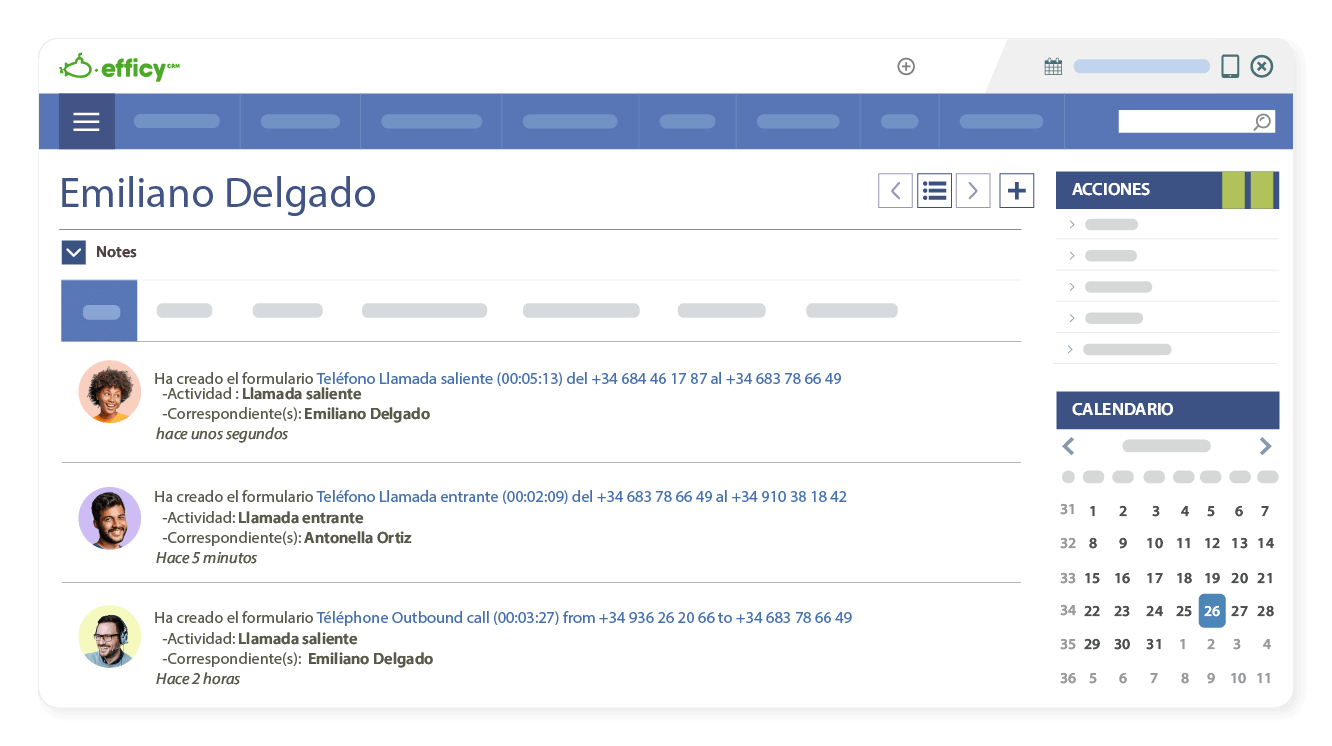 Consulta el historial de interacciones con tus contactos