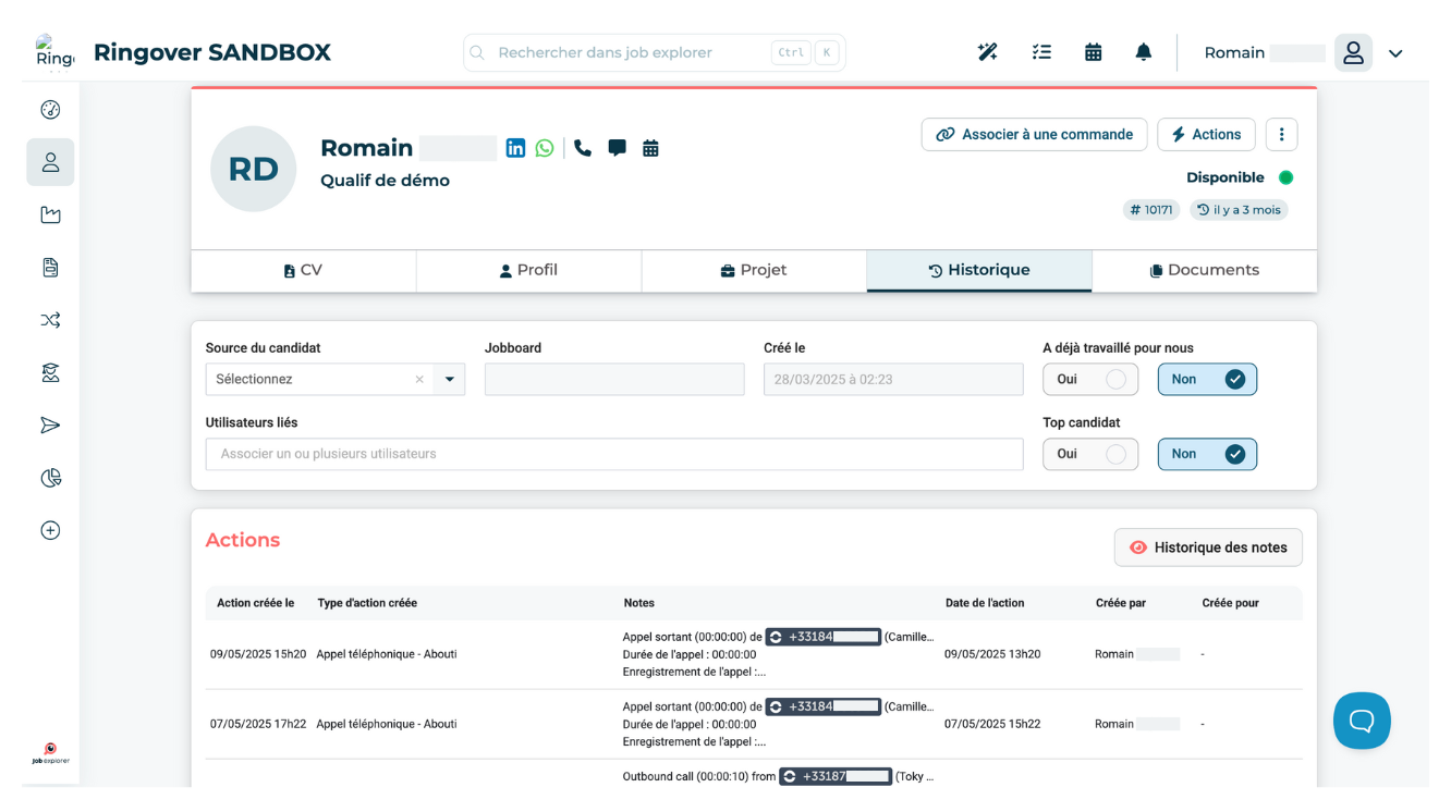 Llama con un clic desde Job Explorer