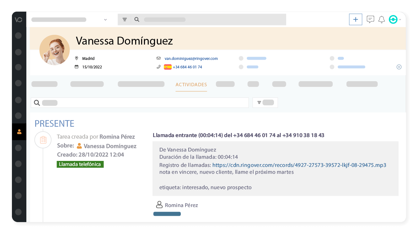 Consulta el historial de interacciones con tus contactos