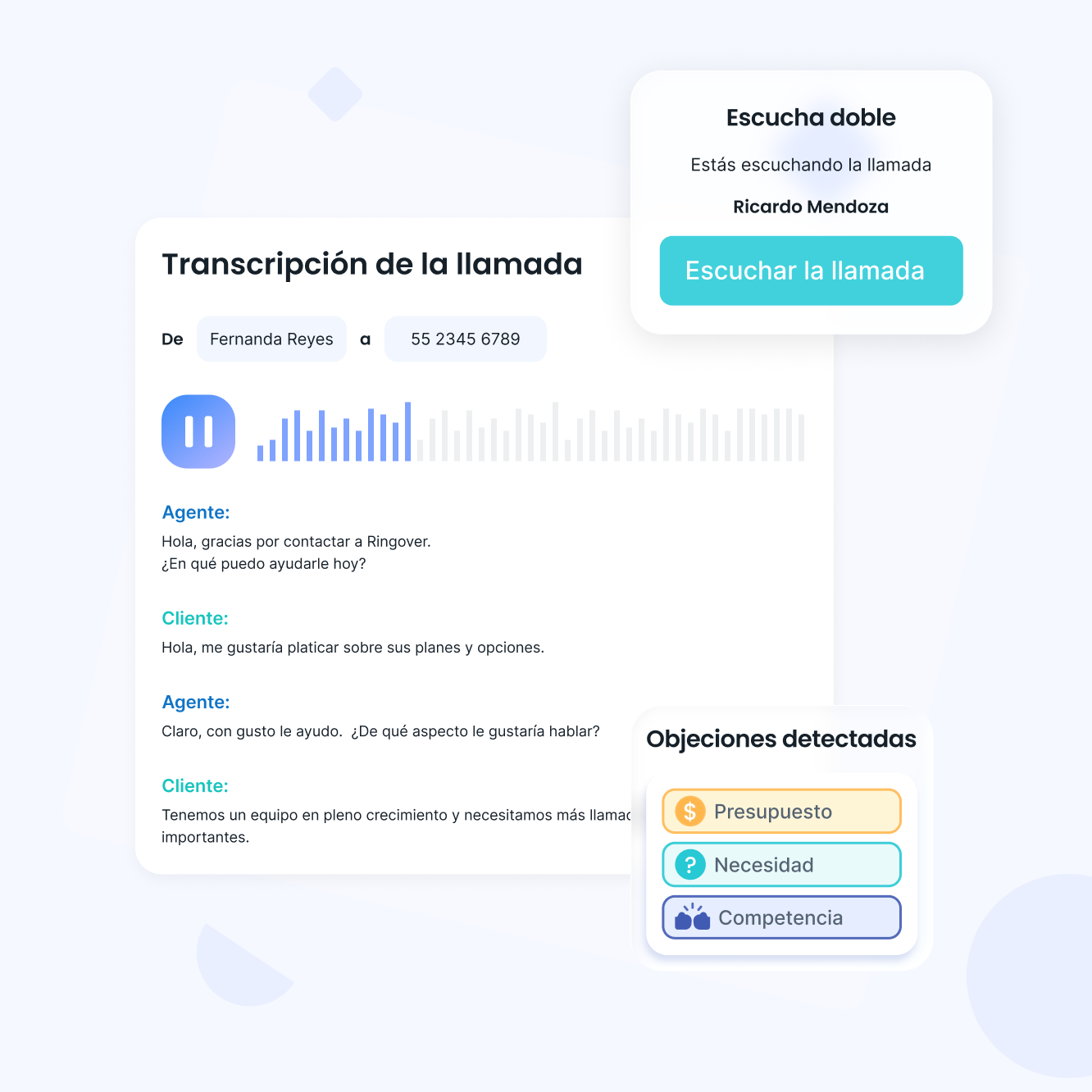 Forma a tus equipos en tiempo real. Convierte cada llamada.