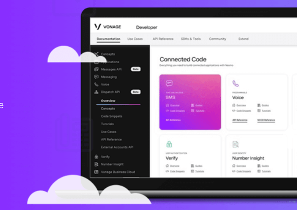 Page d'accueil du concurrent Vonage