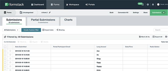 Formstack interface