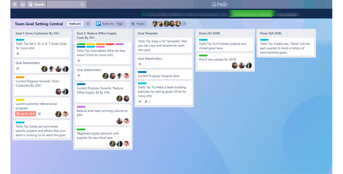 screenshot of Trello Board for Zendesk