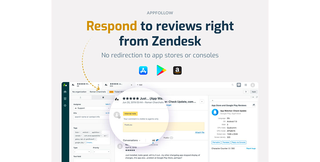 Screenshot of App Reviews App for Zendesk