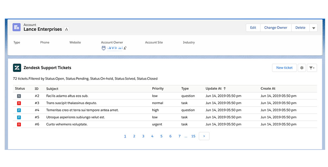 Screenshot of Salesforce app for Zendesk