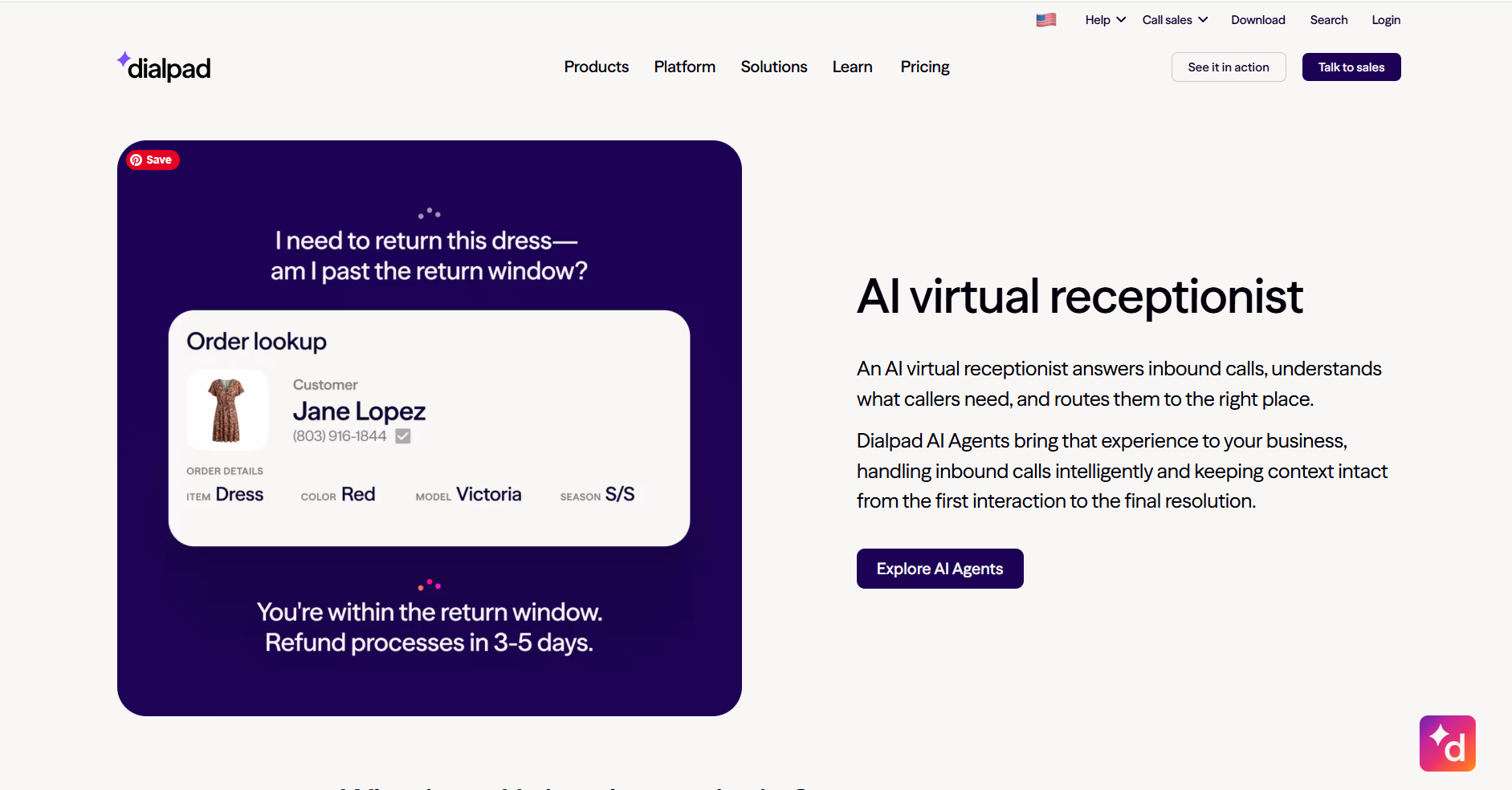 Dialpad AI Virtual Receptionist