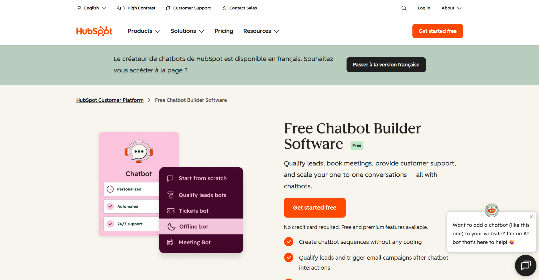 Hubspot chatbot builder