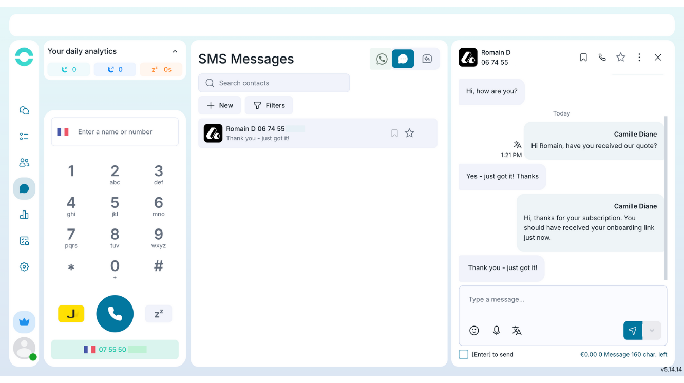 Centraliza SMS y mensajes de WhatsApp