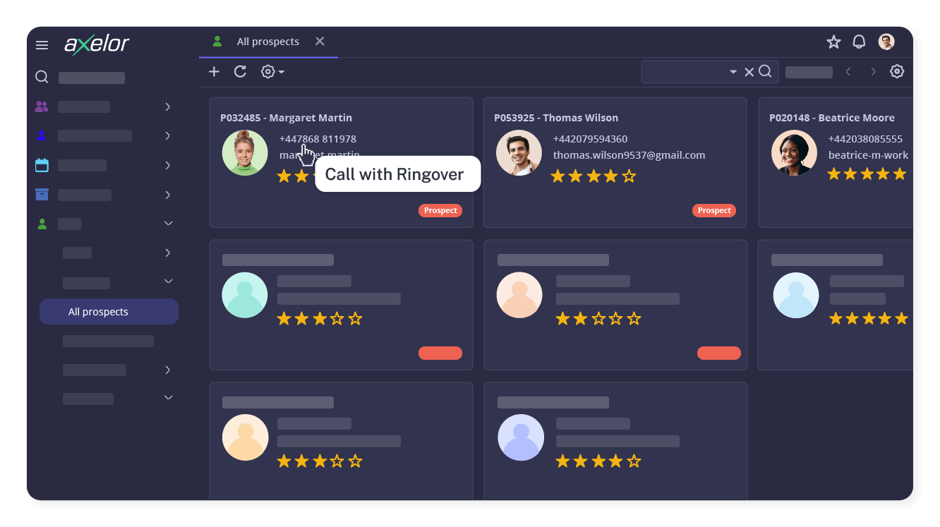 Make calls with a single click from Axelor