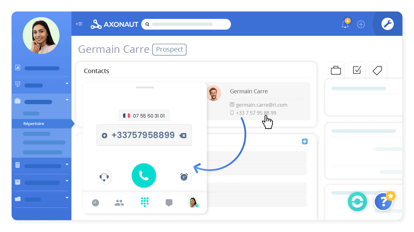 Appelez en 1 clic depuis Axonaut