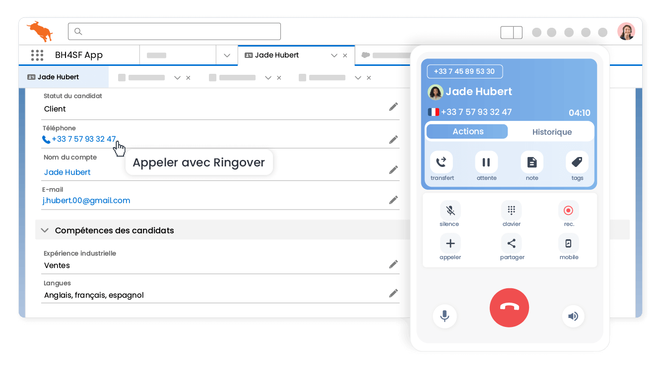 Cliquez pour appeler de Bullhorn pour Salesforce