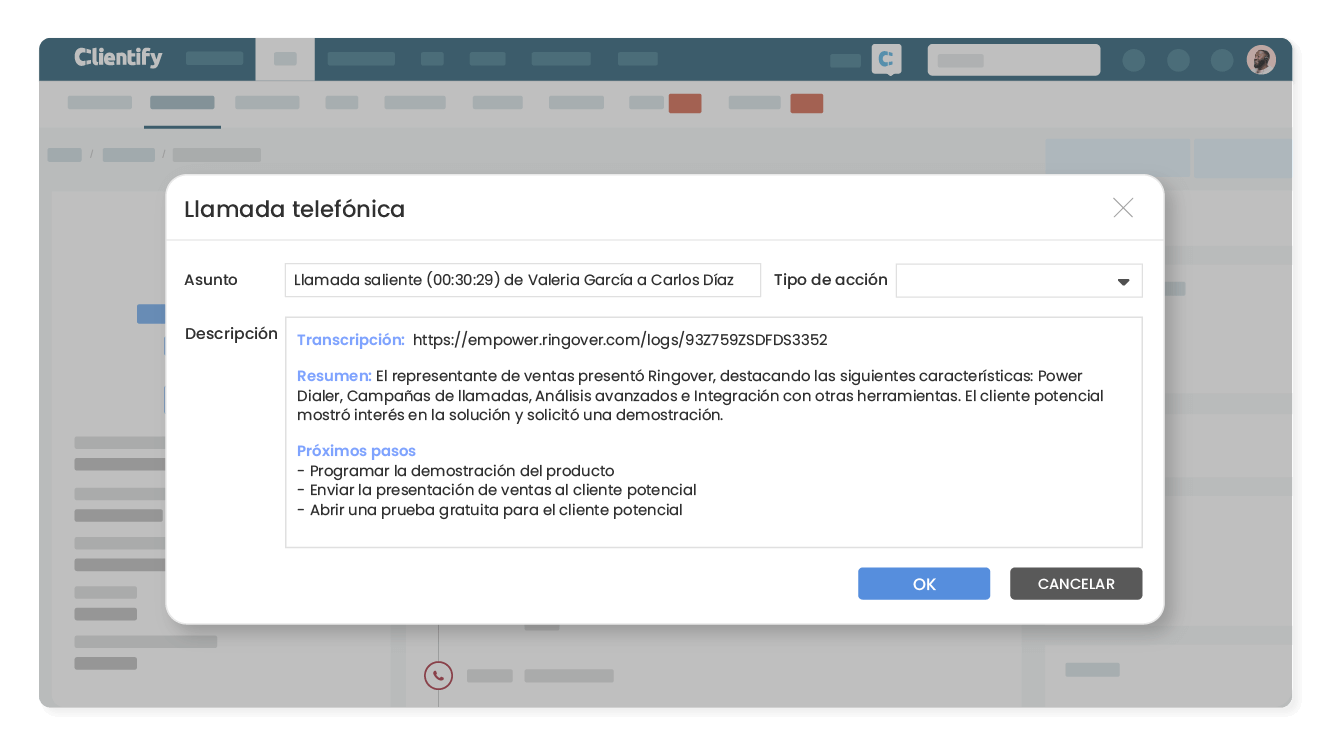 Extrae información de cada conversación