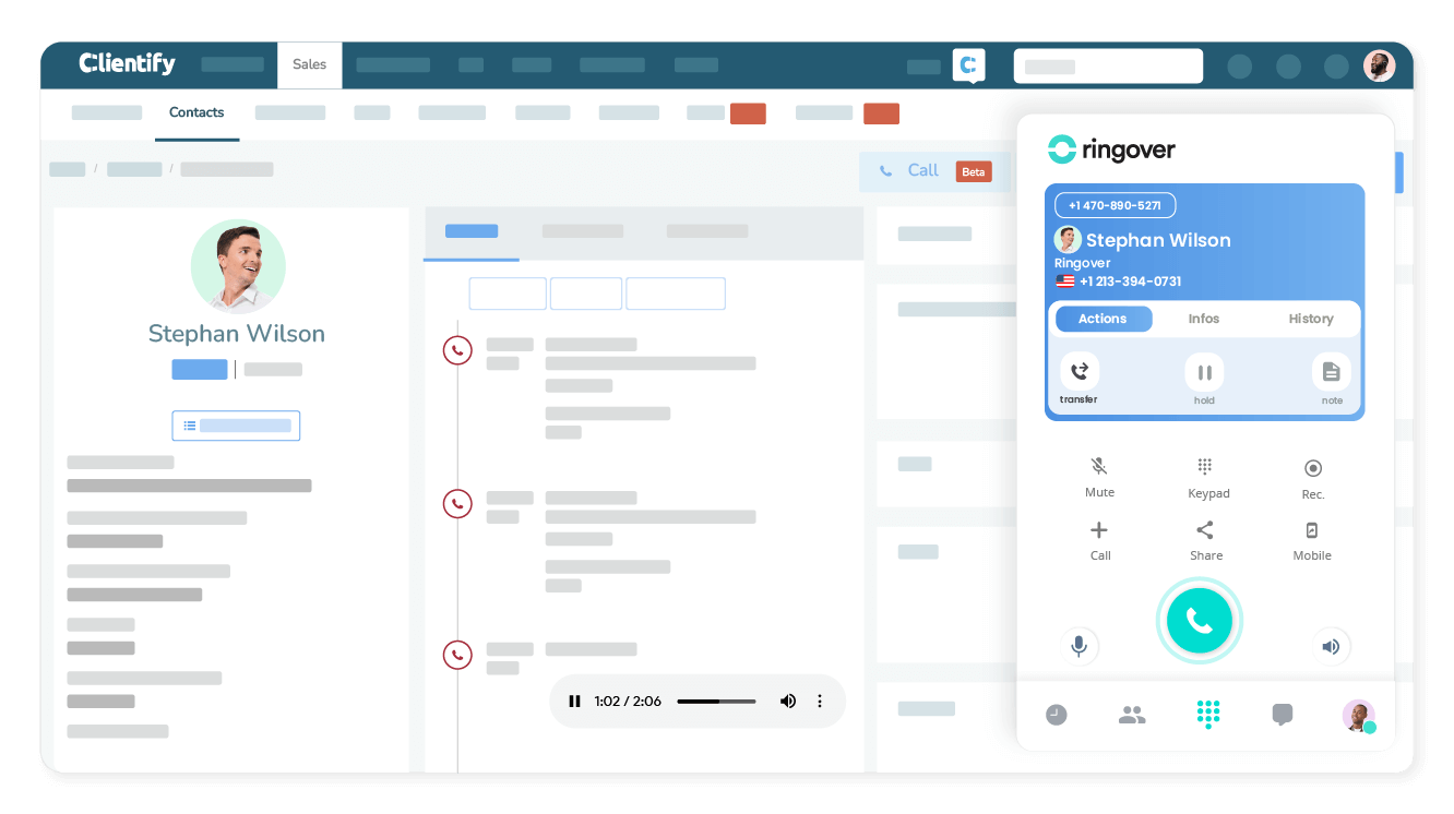 Make calls in just a click from Clientify