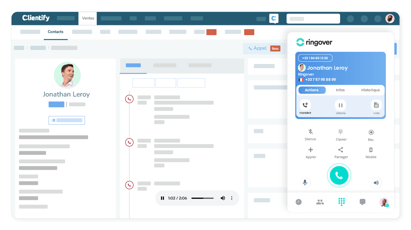 Appelez en un clic depuis Clientify