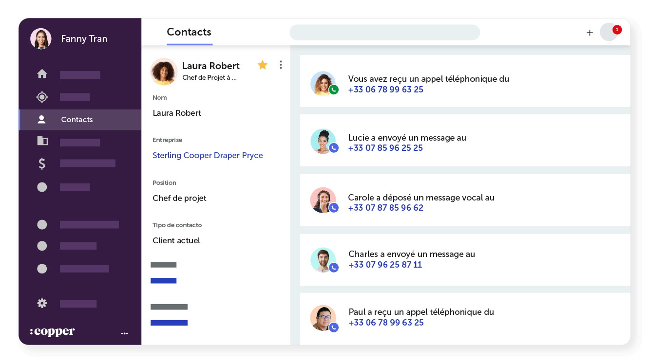 Retrouvez l’historique des appels dans Copper