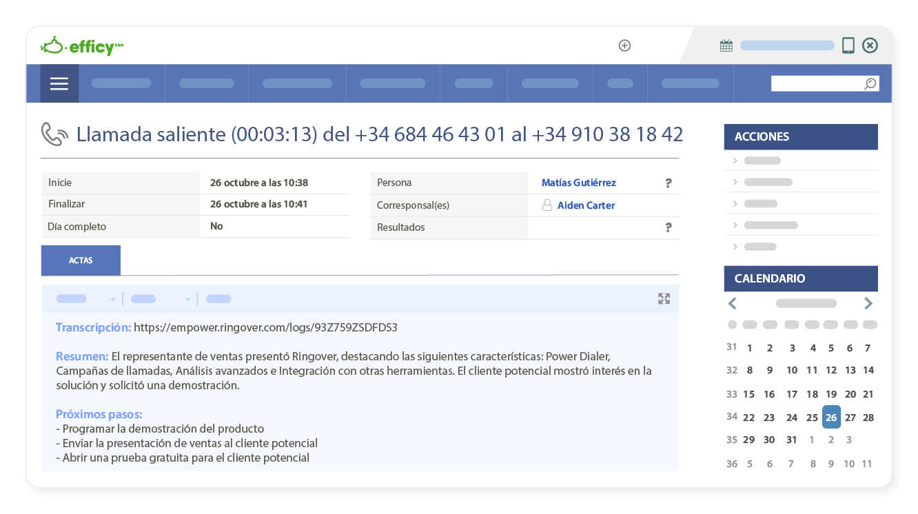 Extrae información de cada conversación
