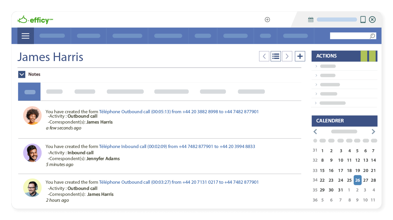 Pull up contact communication history