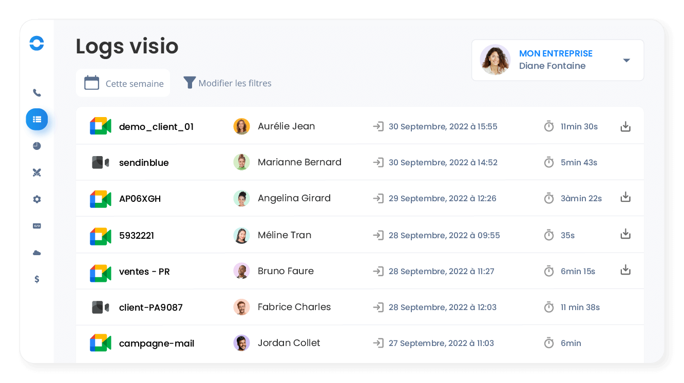 Visualisez votre historique de visioconférence