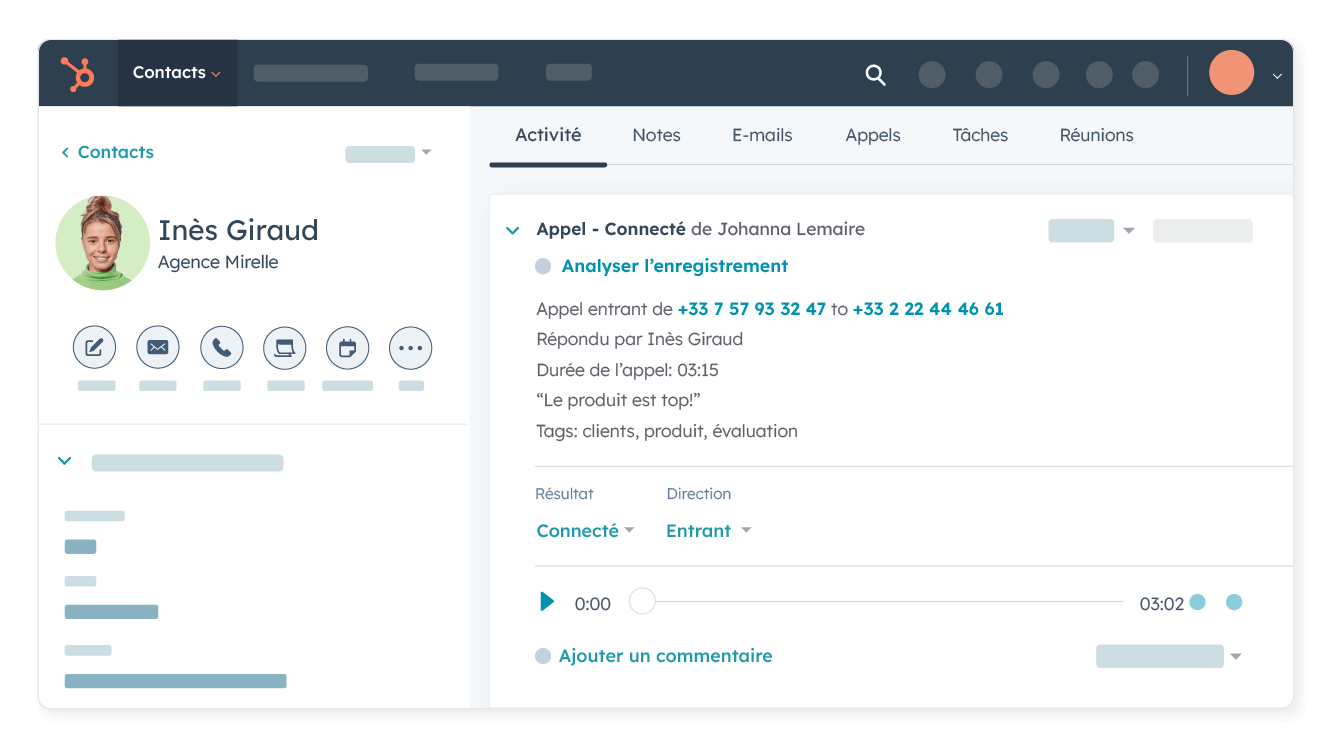 Retrouvez l’historique des échanges dans Hubspot